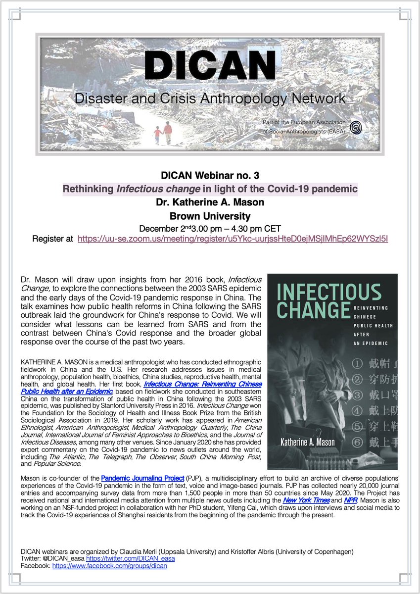 DICAN_easa's tweet photo. It is now time for our third #DICANwebinar with *Katherine Mason* ⁦@BrownUniversity presenting "Rethinking #Infectious change in light of the #Covid19 #pandemic" Thursday 2 December, 15.00 CET Do not miss out and register here https://t.co/OFxq1q69lO #medanth #SARSCoV2 @EASAinfo https://t.co/fhhoC0kmbo