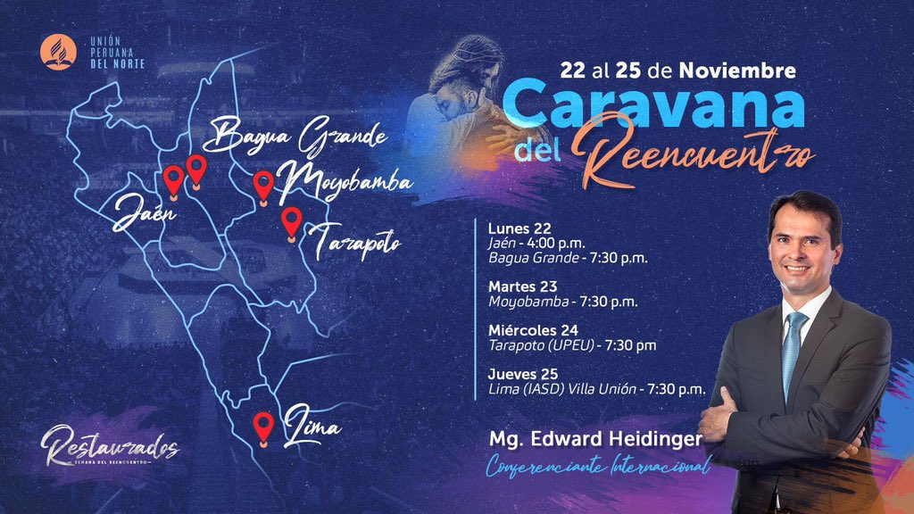 edwardheidinger's tweet photo. Comenzamos hoy la Caravana del Reencuentro. Que Dios nos use a todos. @AdventistasUPN https://t.co/9uLCAxBU80