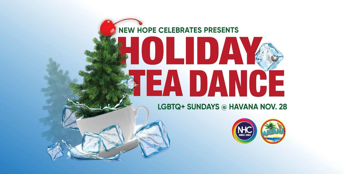 Join us for our #HolidayTeaDance at <a href="/HavanaNewHope/">havana new hope</a> on 11/28 from 4 pm to 8 pm 🎄 Have a cocktail before the <a href="/LoganInn1/">Logan Inn</a> #TreeLighting and join us after for great music with guest DJ's, live entertainment, drink specials, &amp; a gathering of our LGBTQ+ community 🏳️‍🌈 #NewHopeCelebrates