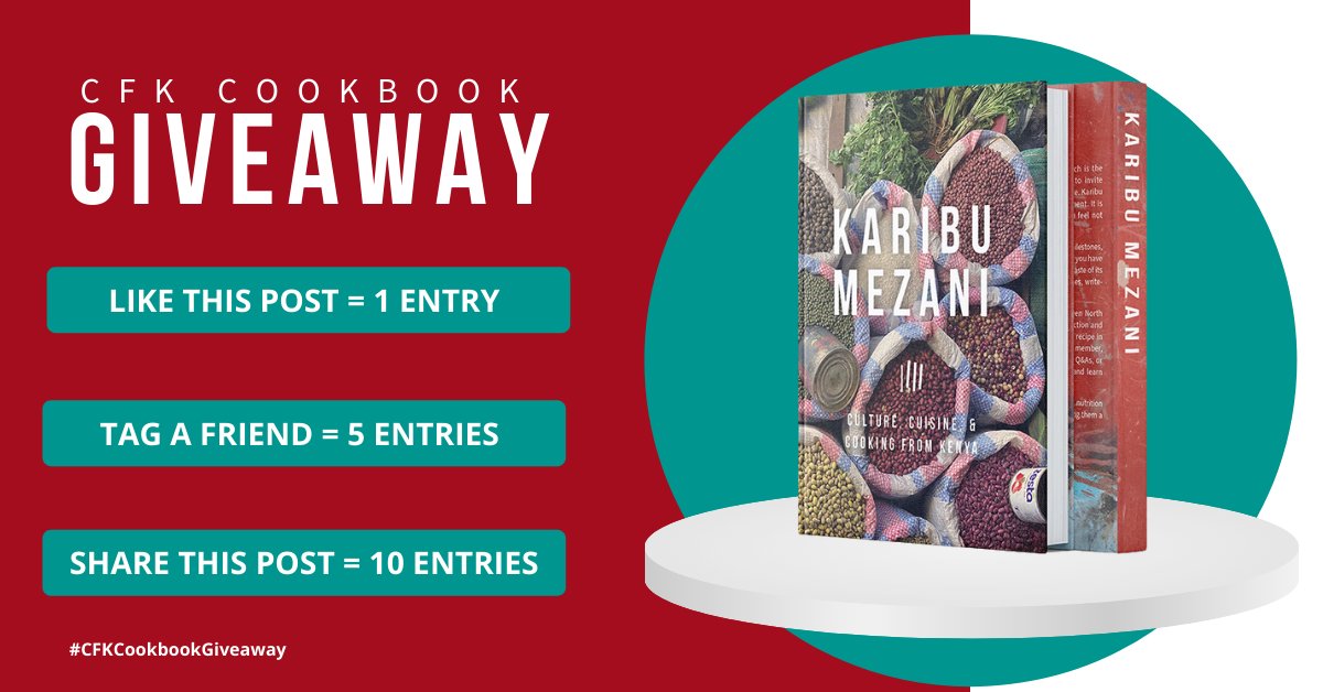 cfkafrica's tweet photo. This week, CFK will be giving away one #KaribuMezani cookbook to one winner! Like for one entry, tag a friend for five entries, and share for ten entries. Giveaway ends Sunday, Nov 28th. Winner will be randomly selected and announced on Monday, Nov 29th. 🎉#CFKCookbookGiveaway https://t.co/L0qWpNPz3P