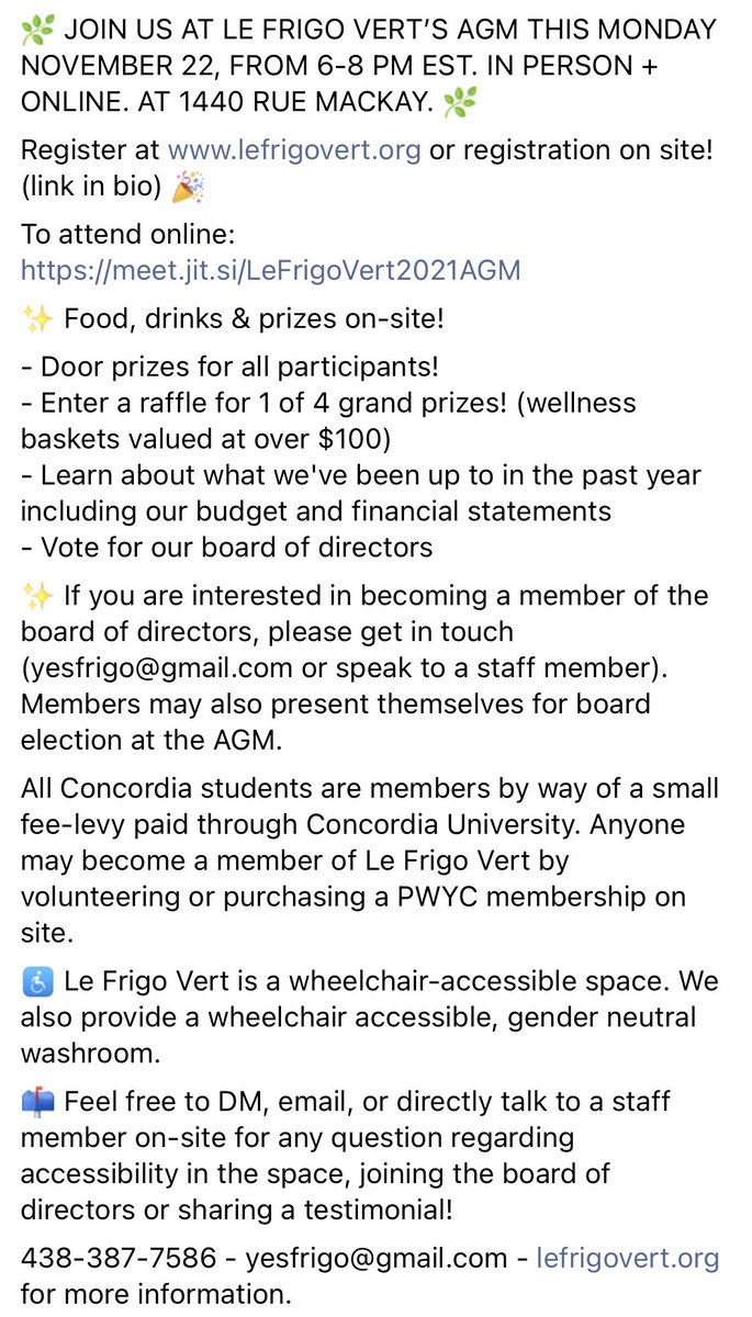 Today is our annual general meeting! you can join us in-person or online from 6-8pm  at  meet.jit.si/LeFrigoVert202…