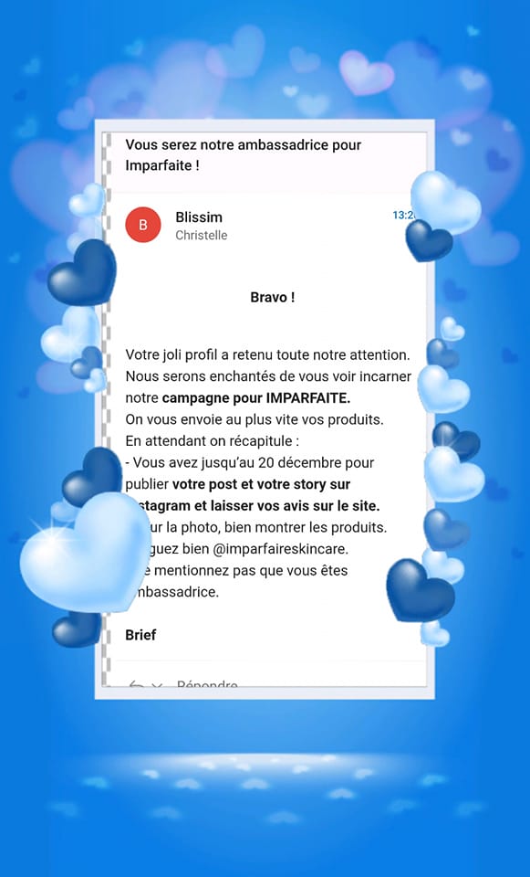 Moreau19677030's tweet photo. Génial, je suis très heureuse d'avoir été sélectionné pour la campagne Imparfaite 💝
Merci #Blissim #imparfaite 💖 https://t.co/m3gZvTLccn