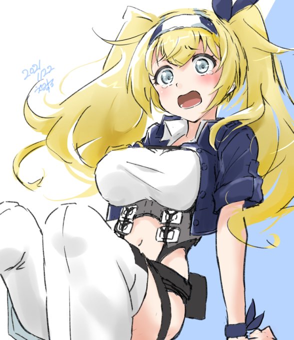 #艦これ版深夜の真剣お絵描き60分一本勝負
#艦これ版真剣お絵描き60分一本勝負_20211122
#ガンビア・ベイ 
「な、なんですか?」 