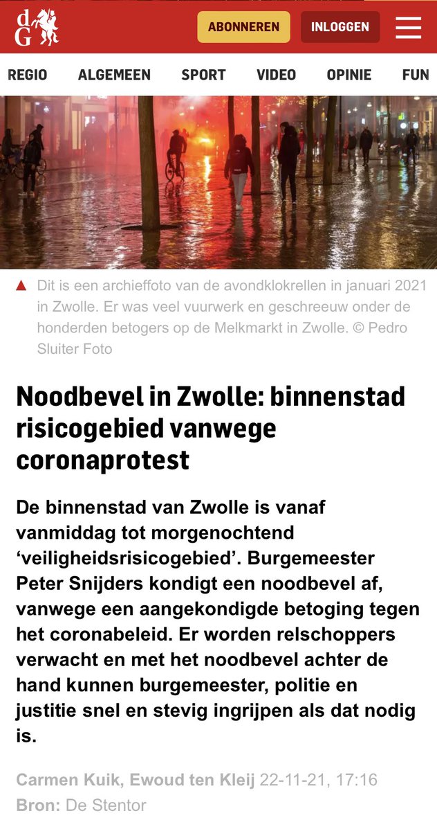 Noodverordening afgegeven voor Zwolle zodat ze snel en stevig kunnen ingrijpen. 

Was ik overigens de enige die lange tijd dacht dat er avondkokkerellen stond ipv avondklokrellen? 🤣

gelderlander.nl/home/noodbevel…