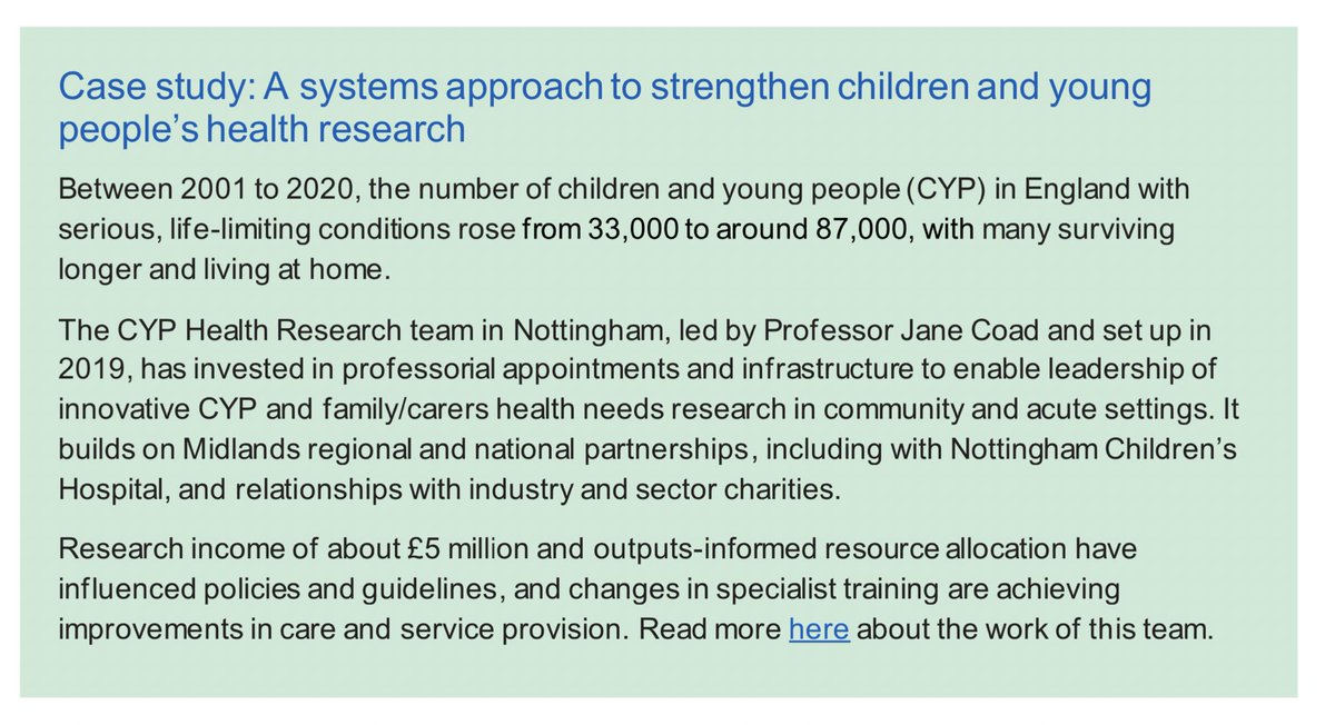 CYPHR17's tweet photo. We are absolutely delighted that our Centre led by @CoadProfessor has been selected as an exemplar case study in the @CNOEngland Strategic Plan for Research - Launched today!
@JoanneLymn @JessicaCorner @rdemes @nottmchildrens @nottmhospitals
https://t.co/qZSDKMrP4A https://t.co/qHalyqDaTC