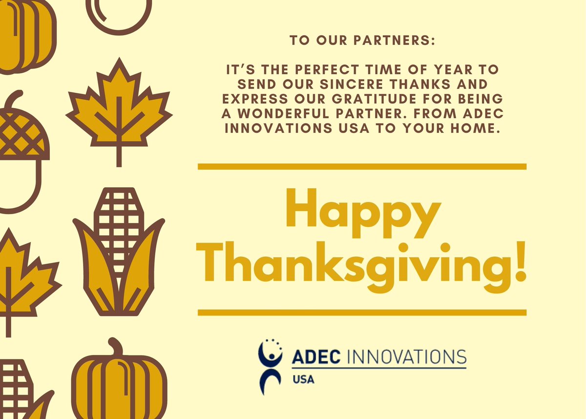ADEC_USA's tweet photo. Happy Thanksgiving ADEC Partners! https://t.co/4tivCzdt0g