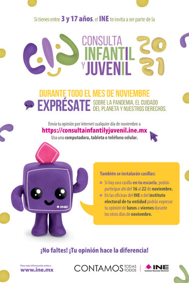 En la actualidad es importante que nuestros hijos tengan formación Cívica y conozcan de sus Derechos y Obligaciones que un futuro tendrán como ciudadanos de este gran País
Les compartimos esta convocatorio del INE para que la compartan con sus hijos y puedan participar 👧🧑