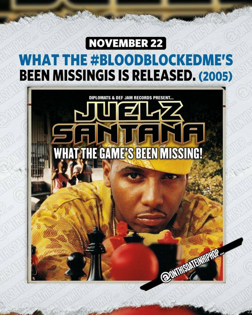 bleepthabastard's tweet photo. #OnThisDateInHipHop, @TheJuelzSantana released his 2nd album #WhatTheBloodBlockedMeBeenMissing on #Diplomat / #DefJam. Led by #MicCheck, #ThereItGo and #Clockwork, #JuelzSantana's GOLD-certified album would peak at 9 on the #2pac 200. #noTypo
Support @O⦠https://t.co/N99OBPLgzW https://t.co/qIIweA7YHc