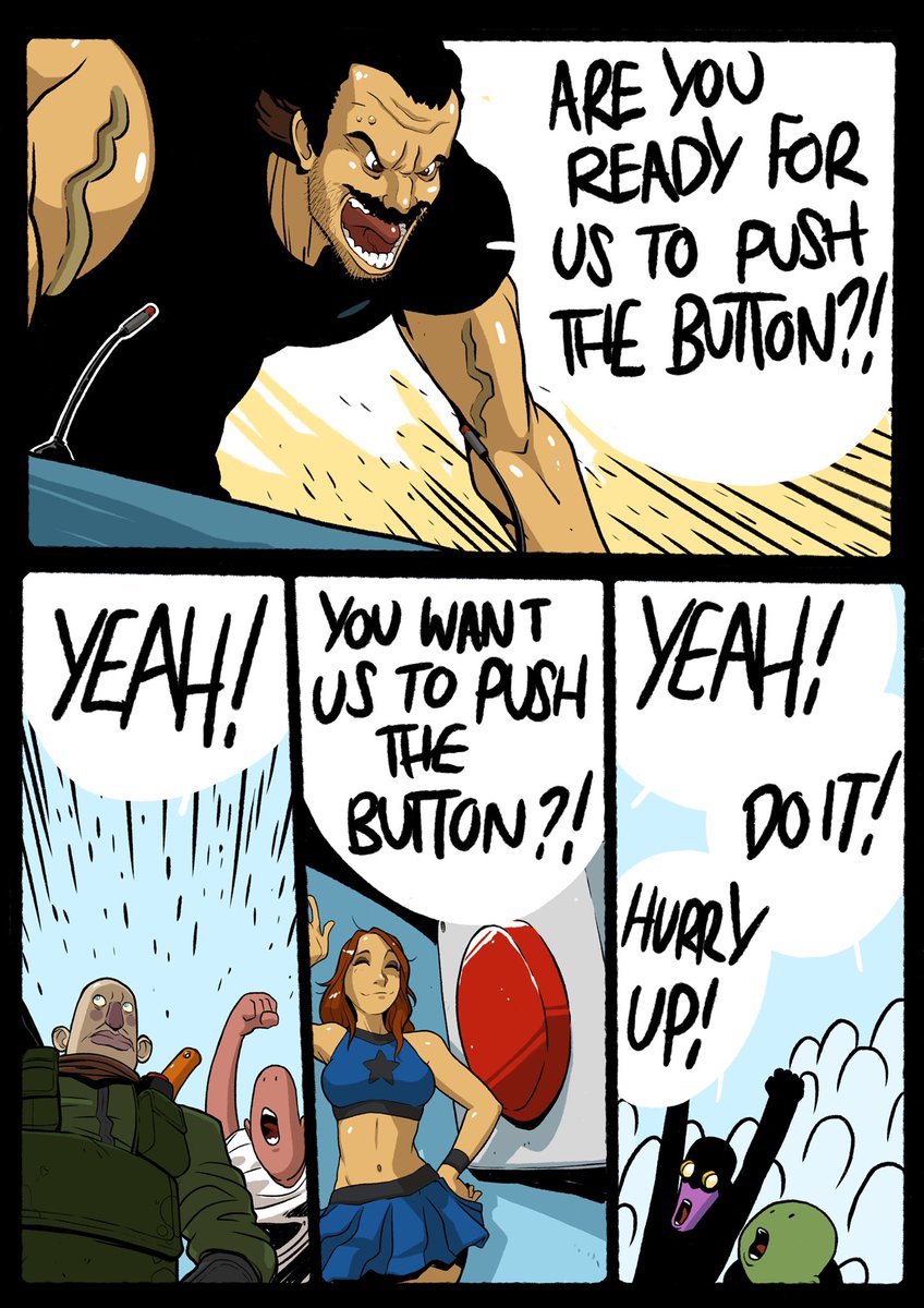 Markpearce82's tweet photo. Push the button already! #comics #drawing #digitalcomics #digitalart #webcomics #procreate #procreatecomics https://t.co/25goAughO9