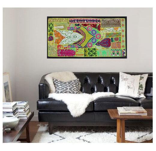 WALL ART TAPESTRY RUNNER BOHEMIAN EMBROIDERED PATCHWORK VINTAGE WALL HANGING TF86