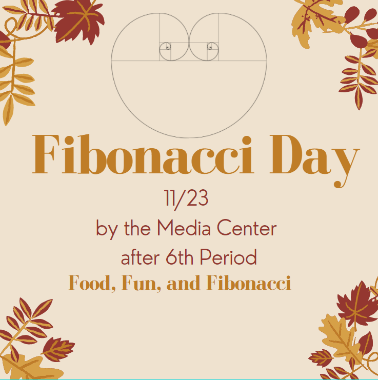 blairmathrocks's tweet photo. Fibonacci Day is tomorrow! Come see what the Math Honor Society has prepared in front of the Media Center during lunch (after 6th period) @blairprincipal https://t.co/yd1rIodn4S
