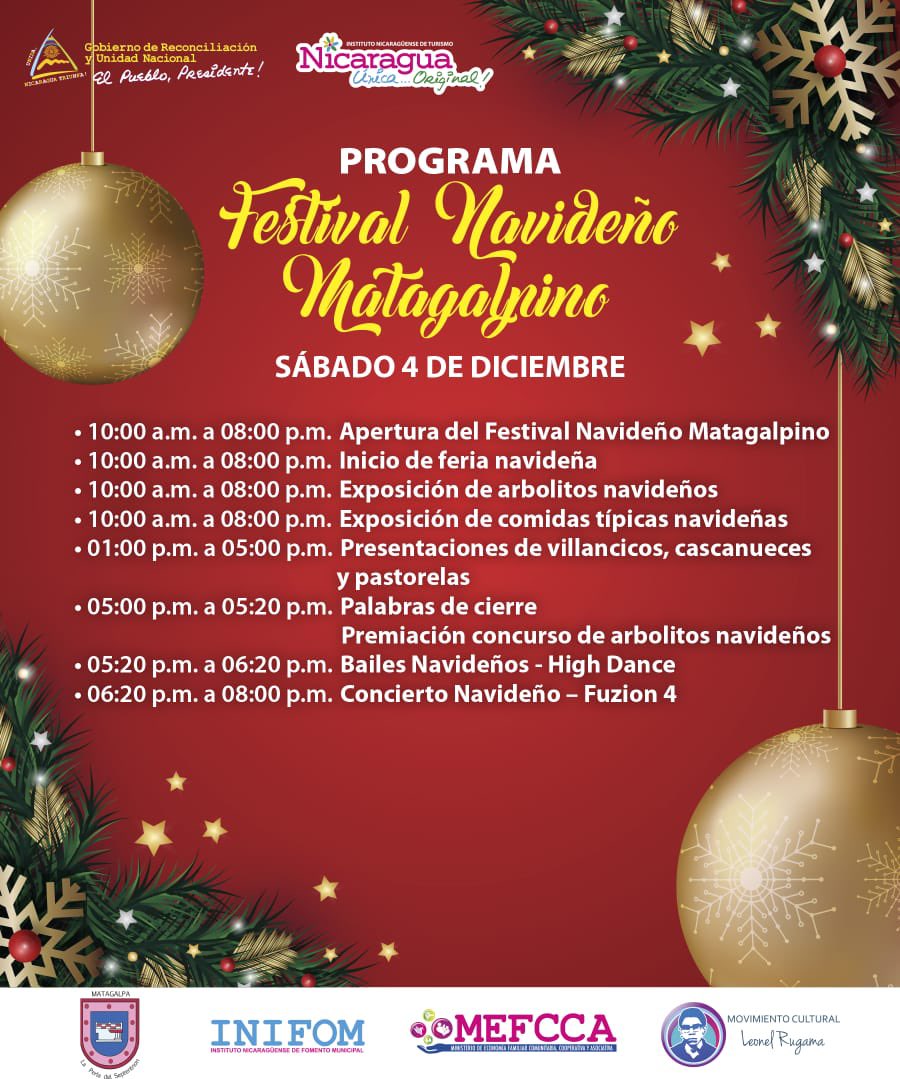 La Perla del Septentrión da la bienvenida a la Navidad, una de las temporadas más bonitas del año 🎄✨

¡Te esperamos en Matagalpa!

#NicaraguaÚnicaOriginal
#Nicaragua