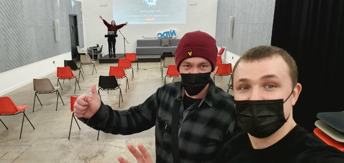 NIDevConf's tweet photo. First arrival at @belfastjs for #NIDCMeetupWeek!! https://t.co/Qw2fbrElps