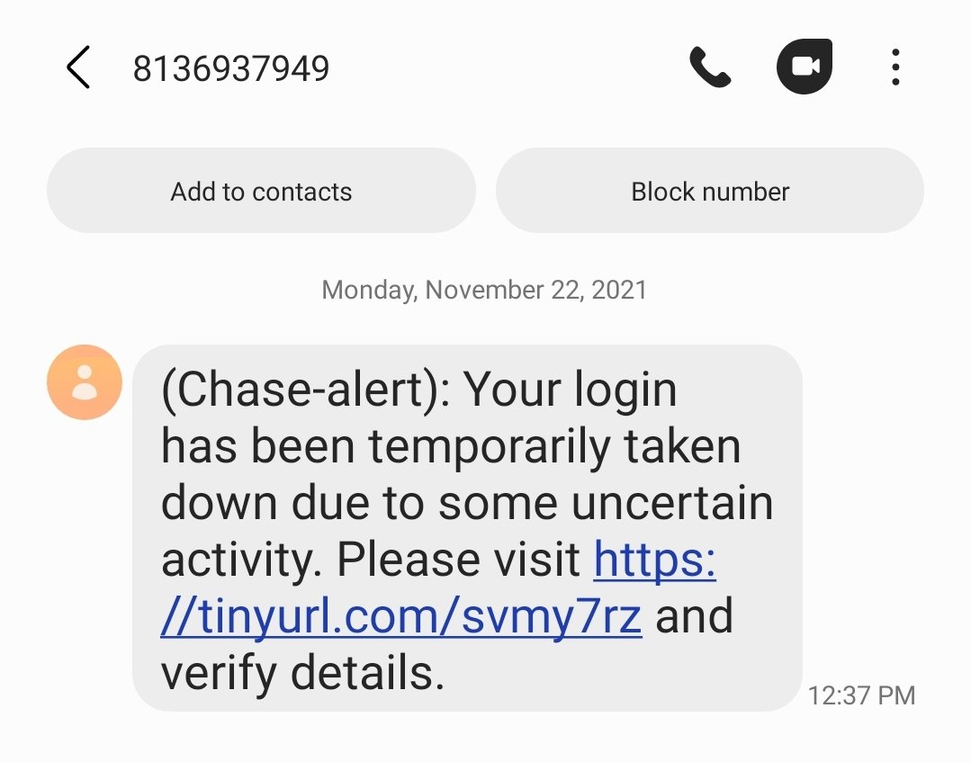 Hey <a href="/Chase/">Chase</a> new scam alert ⚠️