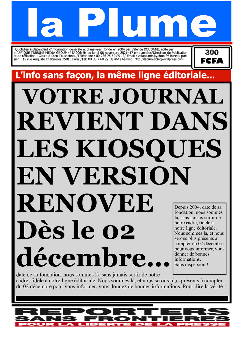CiBaroud's tweet photo. votre journal revient dans les kiosques dès le 02 décembre 2021...en version rénovée https://t.co/wFmtOyM46u
