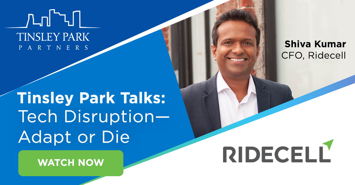 ridecell's tweet photo. Tech disruption doesn't wait for anyone, and that's never been truer for the #mobility industry. Catch the inaugural episode of @TinsleyPark1 Talks where host Najeeb Baqui and #Ridecell CFO Shiva Kumar discuss #techdisruption and why adapting is critical. https://t.co/lhOC8wGeq6 https://t.co/eI0cRcHwpg