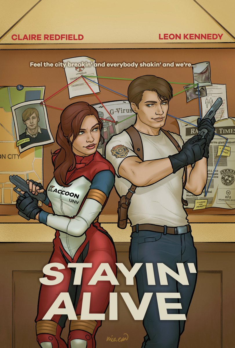 STAYIN' ALIVE (An RE au) - POSTER VER

[Ongoing thread] News reports of a bomb threat at Umbrella HQ, draw the attention of uni student #ClaireRedfield and rookie cop #LeonKennedy. They take matters into their own hands and investigate. #ResidentEvil