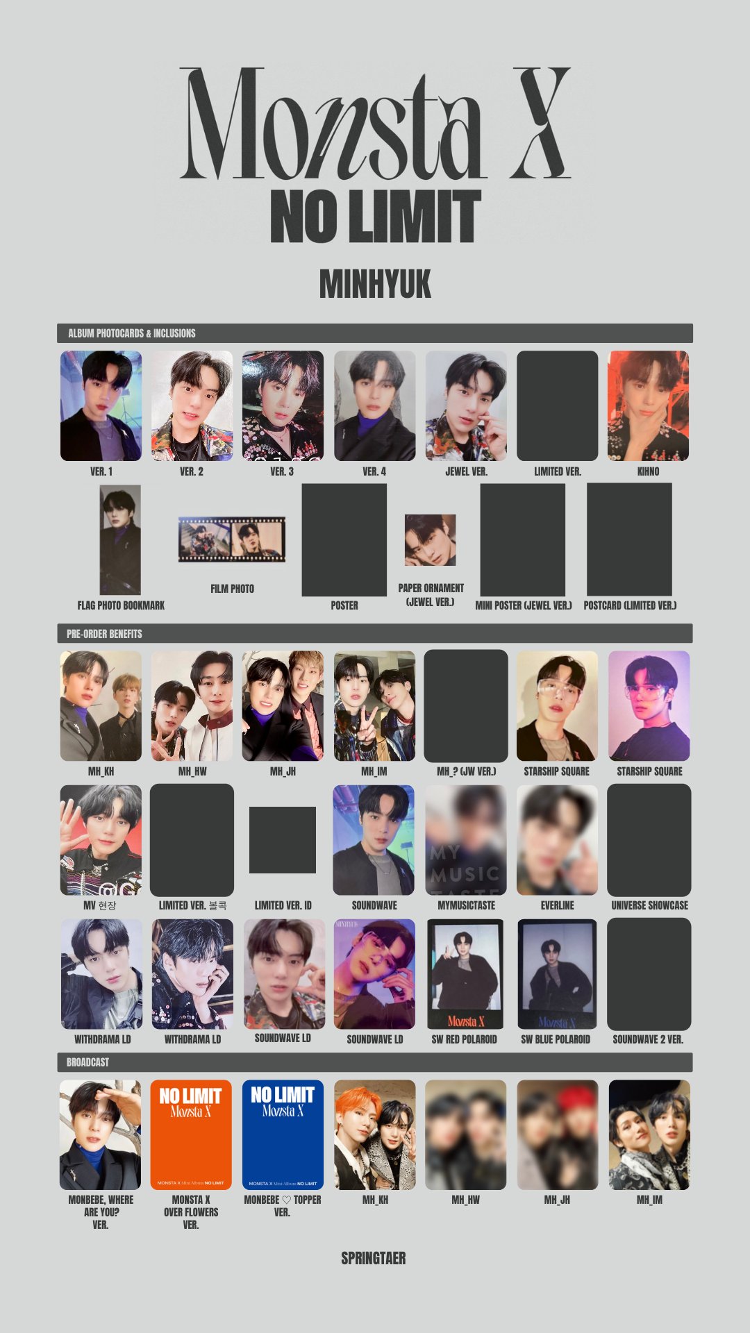 k on X: complete album inclusions ♡ [ 몬스타엑스 포카 리스트 monsta x shape of love  photocard pc template list minhyuk kihyun hyungwon jooheon changkyun ]   / X