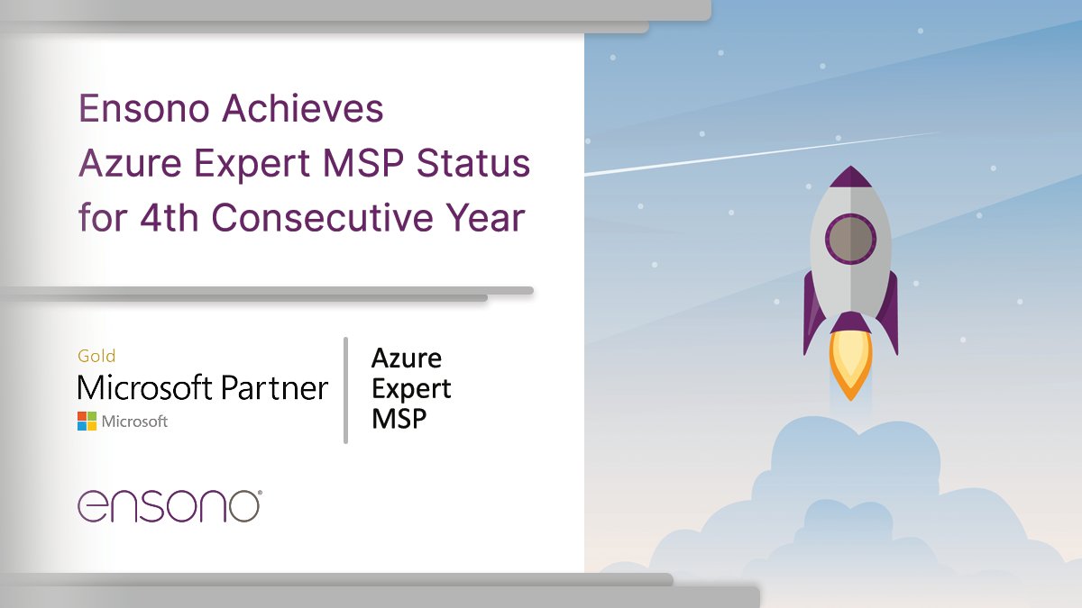 mdcorman1's tweet photo. Proud to say @EnsonoIT earned the @Azure Expert #MSP Status for the fourth consecutive year! Congrats to my colleagues - it's a huge achievement. @PublicCloudNews @Microsoft https://t.co/8R5fRYWHMv #OperateOptimize #DoGreatThings https://t.co/br9iWRMXFQ
