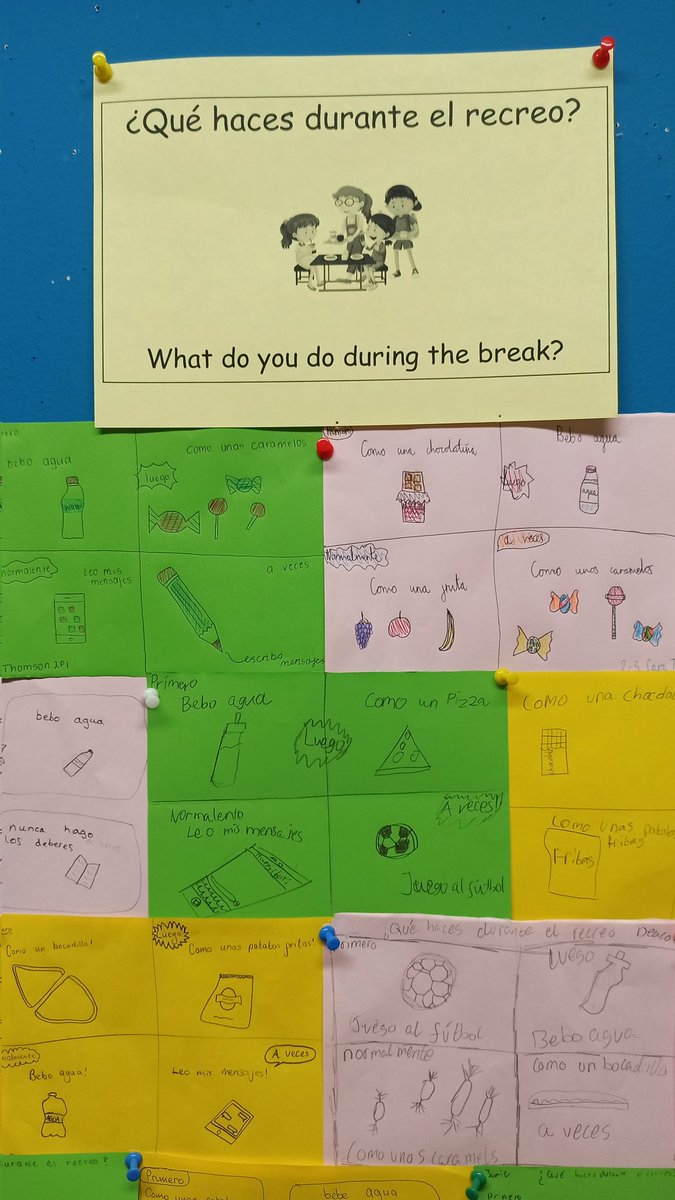 mr_sisdeli's tweet photo. S2 showing their writing skills in Spanish to say what they do during the break ¿Qué haces durante el recreo? @Mhsmodernlangu1 and @MonifiethHigh https://t.co/dTLSge1zPL