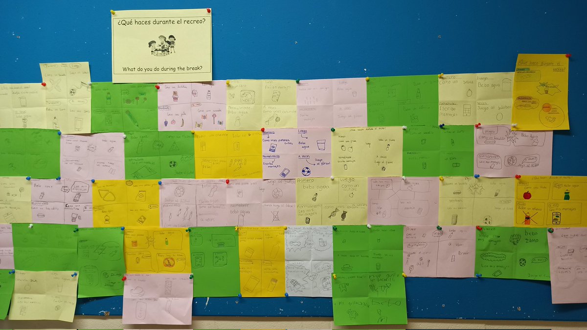 mr_sisdeli's tweet photo. S2 showing their writing skills in Spanish to say what they do during the break ¿Qué haces durante el recreo? @Mhsmodernlangu1 and @MonifiethHigh https://t.co/dTLSge1zPL