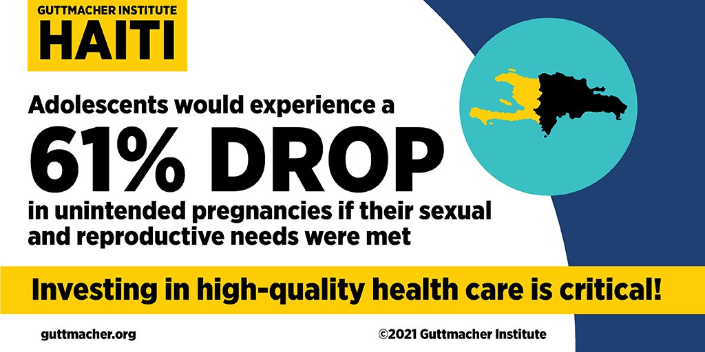 Guttmacher's tweet photo. New: Investing in adolescents’ sexual &amp; reproductive health care is essential to ensuring young women in #Haiti are empowered to make decisions about when to get pregnant, especially in uncertain times. More info: https://t.co/RLiQv4k74Y #YouthSRHR #AddingItUp https://t.co/mUAstLDb4Q