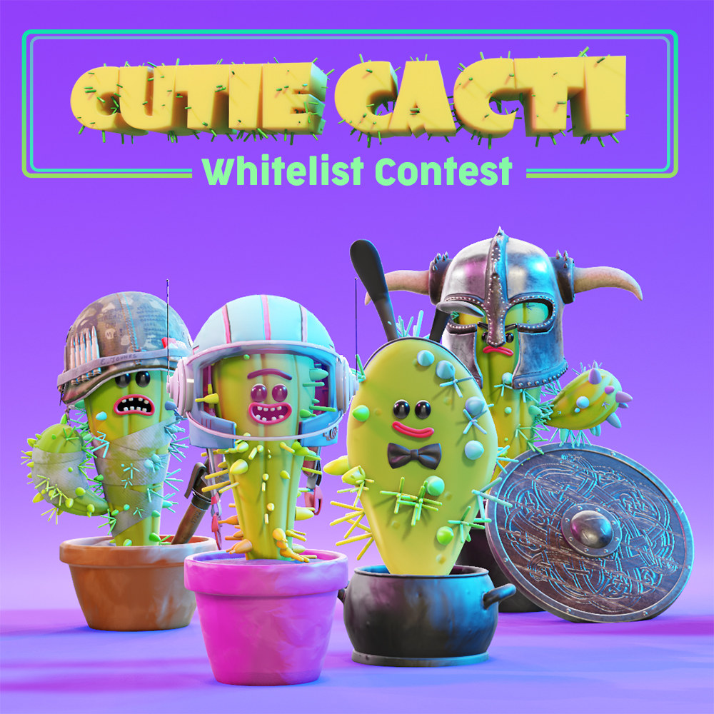 cutie_cacti's tweet photo. Be the First who can mint CutieCacti NFTs for a lower price
 
🏆To get Whitelisted: 
✅Follow @cutie_cacti 
✅Like and Retweet pinned tweet 
✅Reach LVL 5 on our Discord server 
✅Invite 3 friends to Discord 
 
🌵Check get-Whitelisted channel on Discord
#NFTwhitelist #NFTGiveaway https://t.co/Owwf8Jt3CU