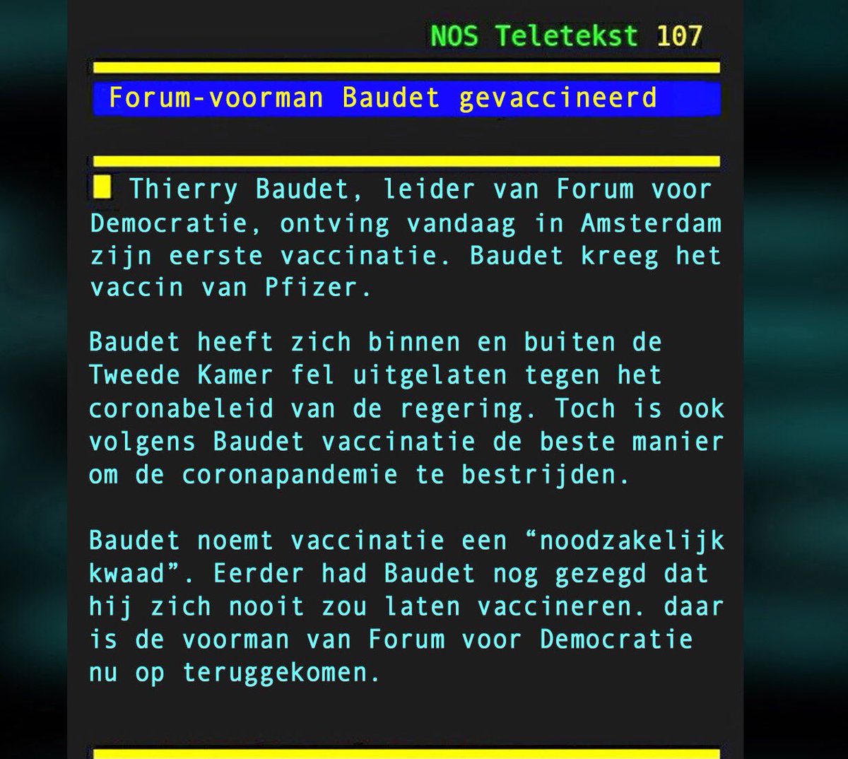 MarijkeRKLB's tweet photo. #Thierryisgevaccineerd 

Zelfs op dat teletekst. https://t.co/4qa3OfEXa9