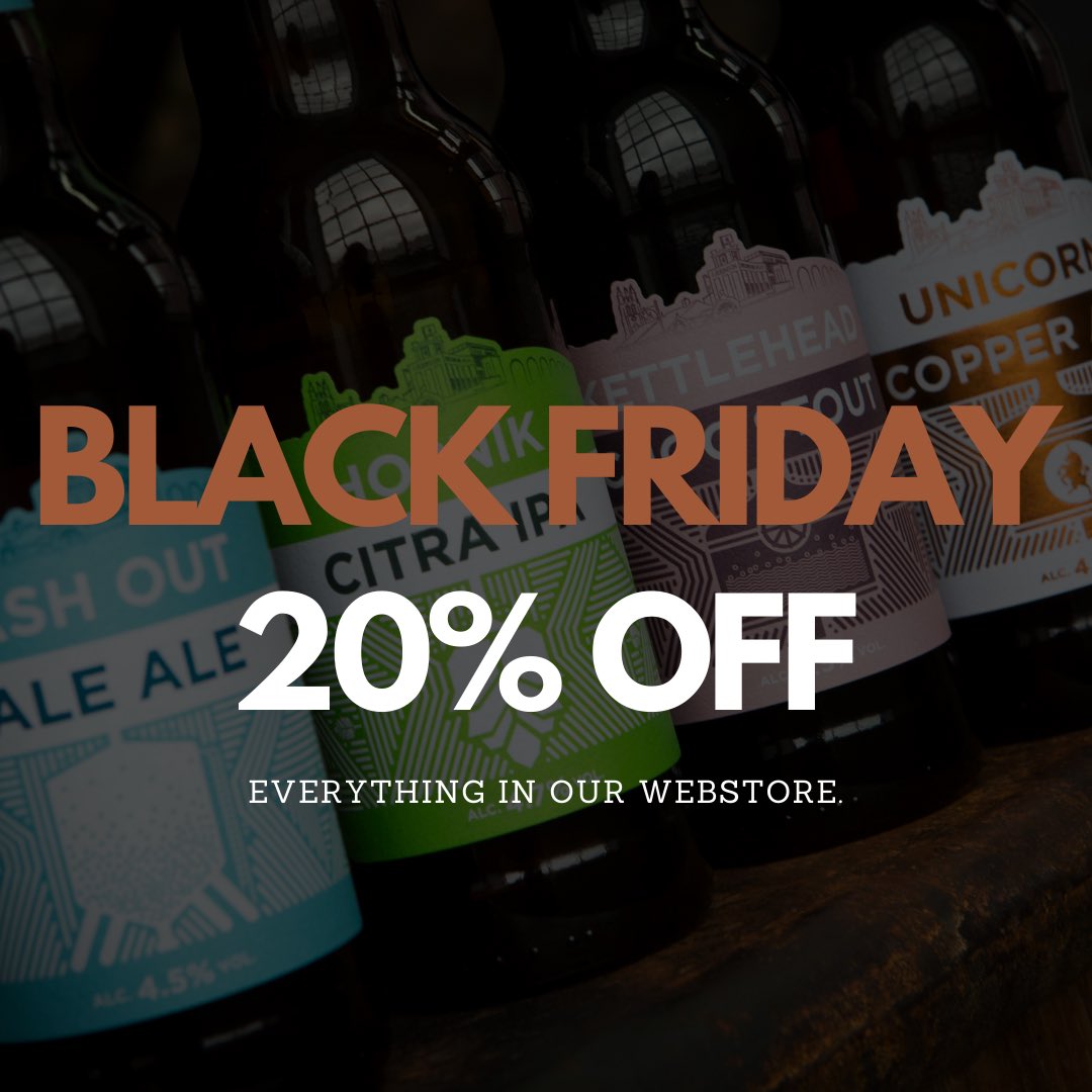 BLACK FRIDAY HAS COME EARLY!   GET 20% OFF everything in our online shop!   Valid now until 28.11.2021.   Discount will be automatically applied at checkout.   T&C's apply.   Shop now: Robinsonsbrewery.com/shop   #blackfriday2021