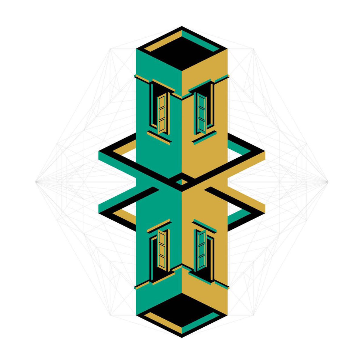It only takes two facing mirrors to build a labyrinth.

#illustration #design  #graphic_arts #artwork #NFTart #digitalart #NFT #masoodjazani #foundation
#NFTcollectors #ART
#architecture #perspective
 #popart #twins