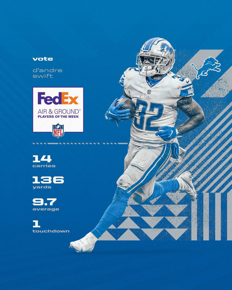 RUN IT BACK: @DAndreSwift is nominated again for the @FedEx Ground Player of the Week, for Week 11! Vote for him here: nfl.com/voting/air-and…