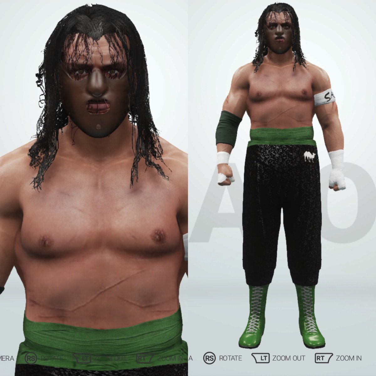 OmegamanX44's tweet photo. Just about done with the updated @TheRealSabuECW today. Still need to wrap up his entrance attire. Thought MAYBE I’d do an old school looking Sabu as well as the alt attire from when he used to wear the Hannibal Lecter mask! #hardcorerevival #ECW #WWE2k19 #XboxSeriesS https://t.co/KErzut7eCt