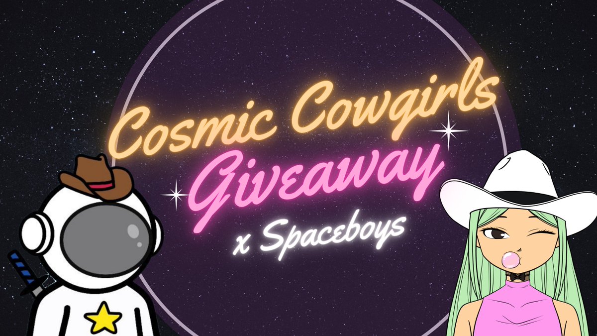 Spaceboys &amp; Cosmic Cowgirls are teaming up on a mission to explore the galaxy together! One winner from the SB community will be selected to win a CosmicCowgirlsNFT ✨

To enter:
🚀Join discord and say hey: discord.gg/u7y3V3dM
🚀 Like and retweet
🚀 Must own a SB

⏰ 48 hrs