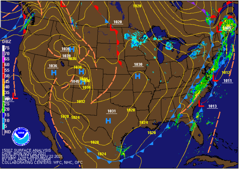 One cold front has moved offshore and rain has pushed offshore with it. Another cold front is working its way through eastern PA and northern NJ. In between these 2 fronts, temps are seasonably cool. Behind the 2nd front? Brrrrrr!!!!! #NJwx #PAwx #DEwx #MDwx