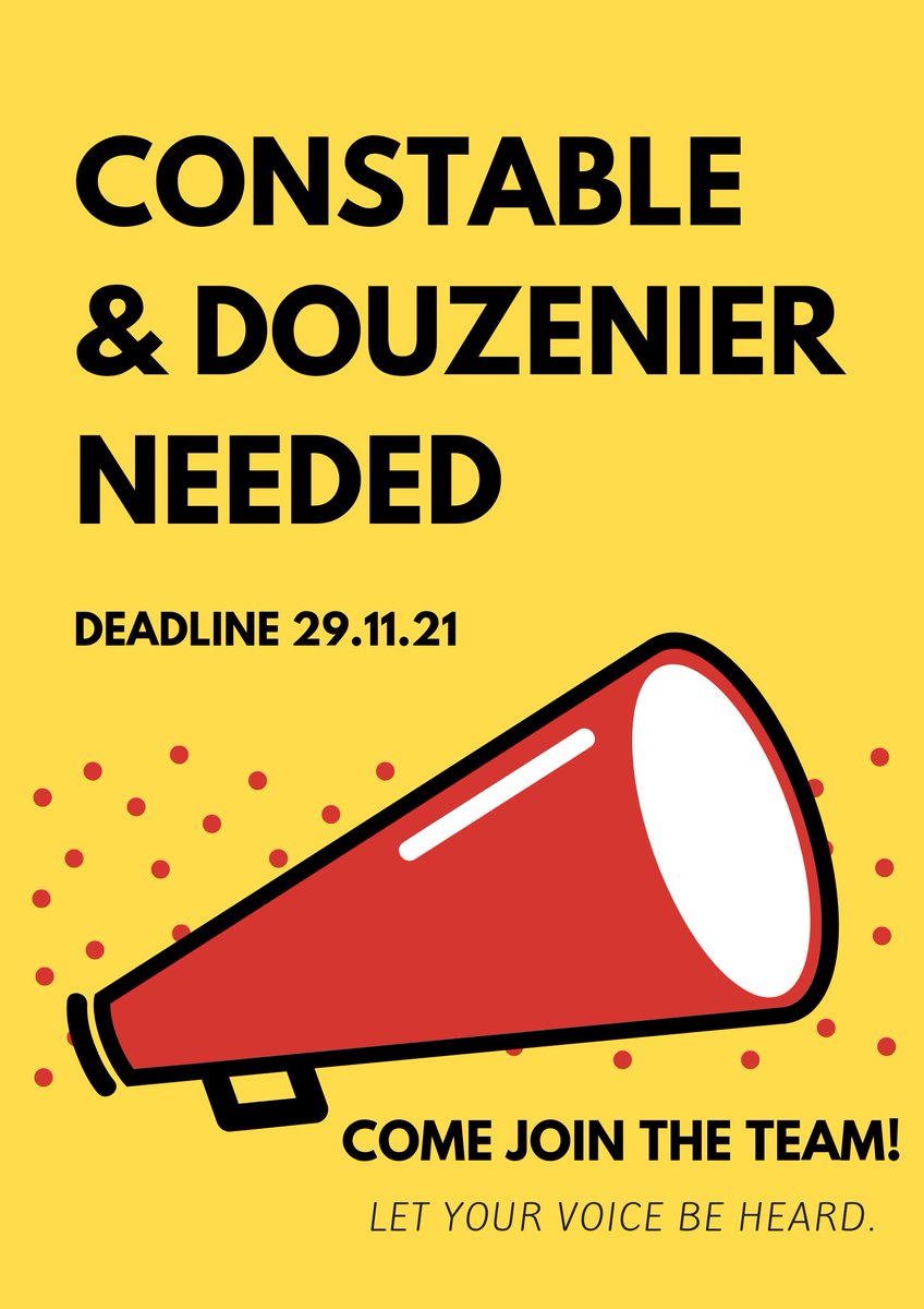 WANT TO JOIN THE TEAM?
Both Constable and Douzenier positions are available to start 1 January 2022. All you have to do is fill in a nominations form and return to our Office by 4pm Next Monday. More info here: stpeterport.gg/news/st-peter-… 
Any queries just send us a message! 😊