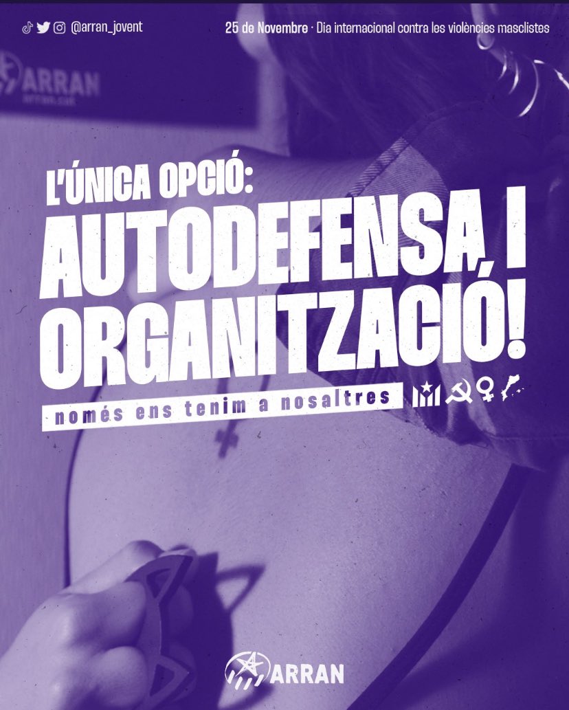 Arran_Alacanti's tweet photo. Aquest #25N eixim als carrers per botar foc a l’explotació🔥
Per combatre l’ofensiva patriarcal, cal autodefensa feminista. 

➡️Dijous 25 estarem amb les #UltraVioletes a la Vila Joiosa. 20.30 h

➡️Dissabte 27 ens veiem a Alacant a la Marxa de Torxes. 20 h https://t.co/RZYeBTY5Nj