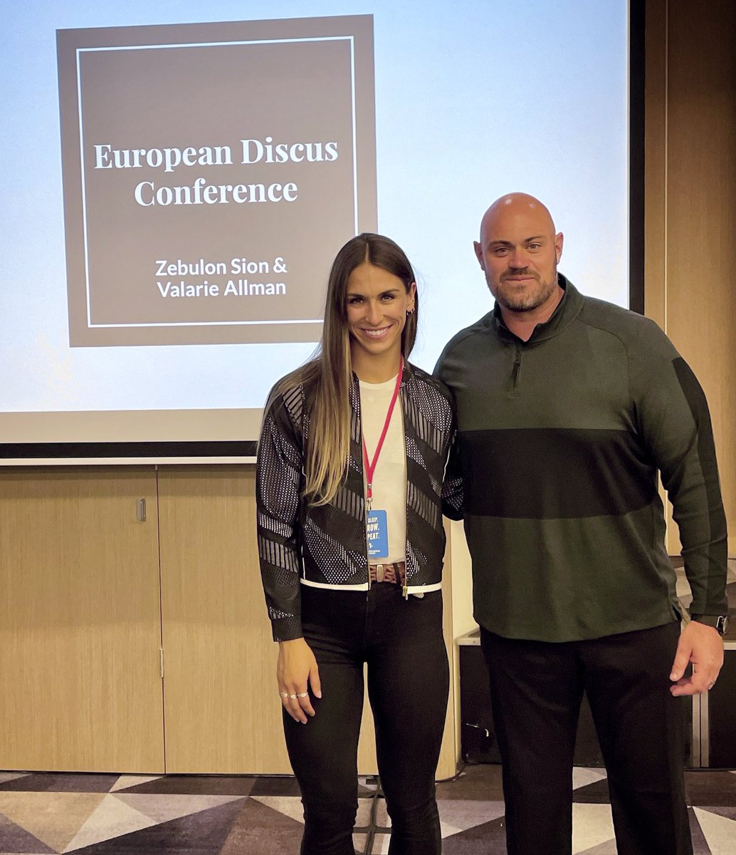 HUMBLED & HONORED 🙌🏼
@vallman123 & I spoke at the 2021 European Discus Conference in 🇪🇪 this past weekend about our system & her incredible 2021 season! It was an amazing experience. We spoke to 80+ people from 25+ countries including 🇸🇪,🇫🇷,🇷🇺,🇩🇪,🇳🇴,🇪🇸,🇮🇸,🇬🇧,🇨🇦, 🇲🇹
#ThrowsBySion