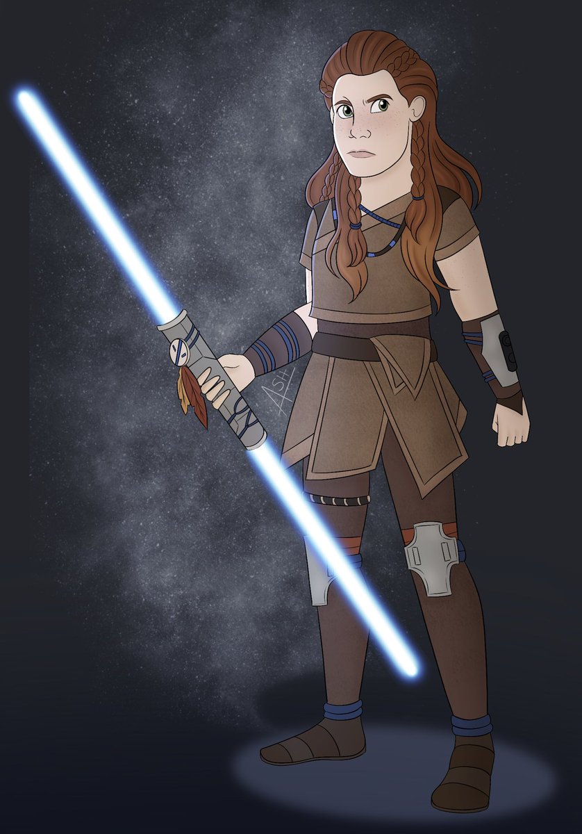 rubyrosedoodle's tweet photo. Aloy from #HorizonZeroDawn and #HorizonForbiddenWest as a Jedi! https://t.co/HaEf9J2tWx