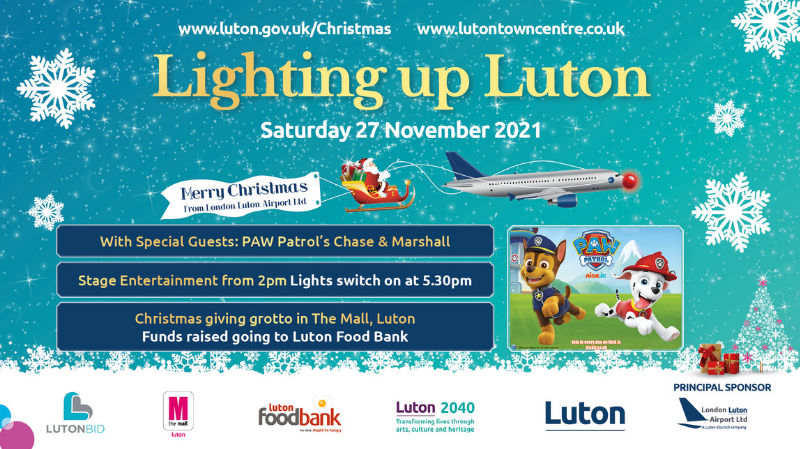 lutoncouncil's tweet photo. ๐ข Lighting up Luton is this Saturday!
The Christmas giving grotto will open in @TheMallLuton, with proceeds going to Luton Foodbank ๐
๐ป
Full details and stage lineup ๐ https://t.co/uJkTMFumA4
๐๐
๐ #LightingupLuton https://t.co/FOCwrtr5MW
