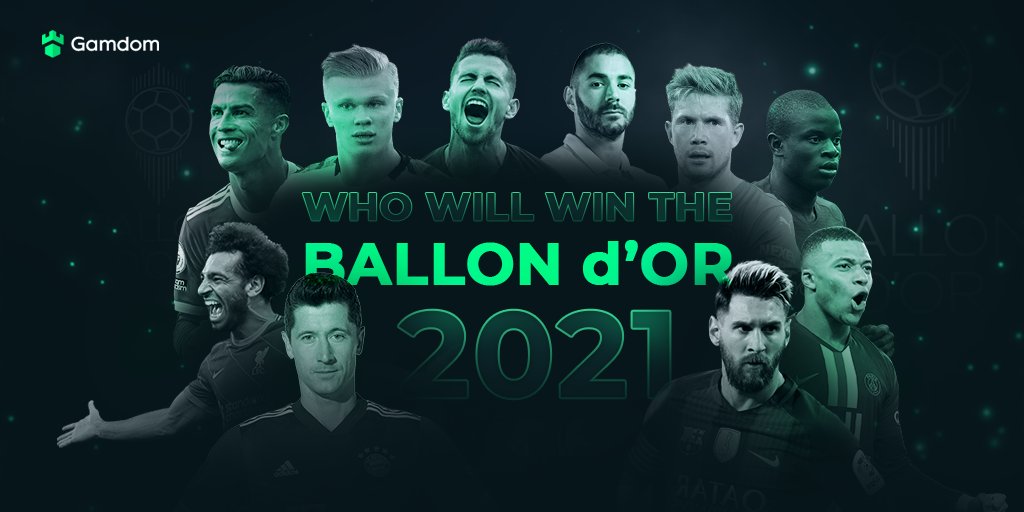 gamdom's tweet image. #Giveaway to one person: Guess the winner of #BallonDor and win $100! 

1️⃣ Only ONE guess per person
2️⃣ Must Like, Follow &amp;amp; Retweet 
3️⃣ Participation closes 28th of November.

#CristianoRonaldo #MoSalah #mbappe #Haaland #KevinDeBruyne #Kante #Messi #Jorginho #Benzema #Lewandowski