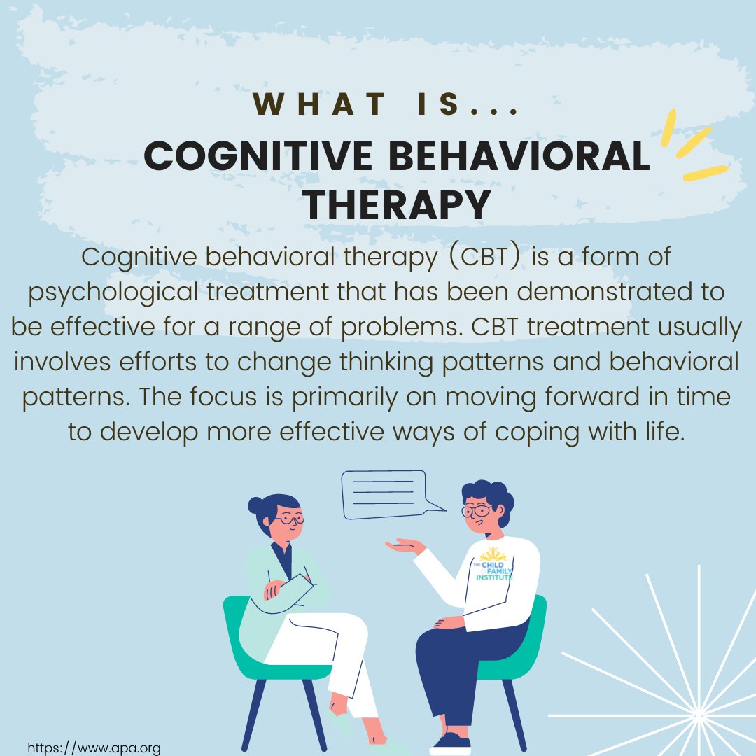 ChildFamilyInst's tweet photo. What is... Cognitive Behavioral Therapy? 

#EvidenceBasedCareForAll #HelpingEveryChildThrive #mentalhealthawareness #childfamilyinstitute #cogitivebehavioraltherapy #cbt #childtherapy #selfcare #mindfulness #mentalhealth #mentalhealthawareness #strongertogether #telehealth https://t.co/C0gogwVfyJ