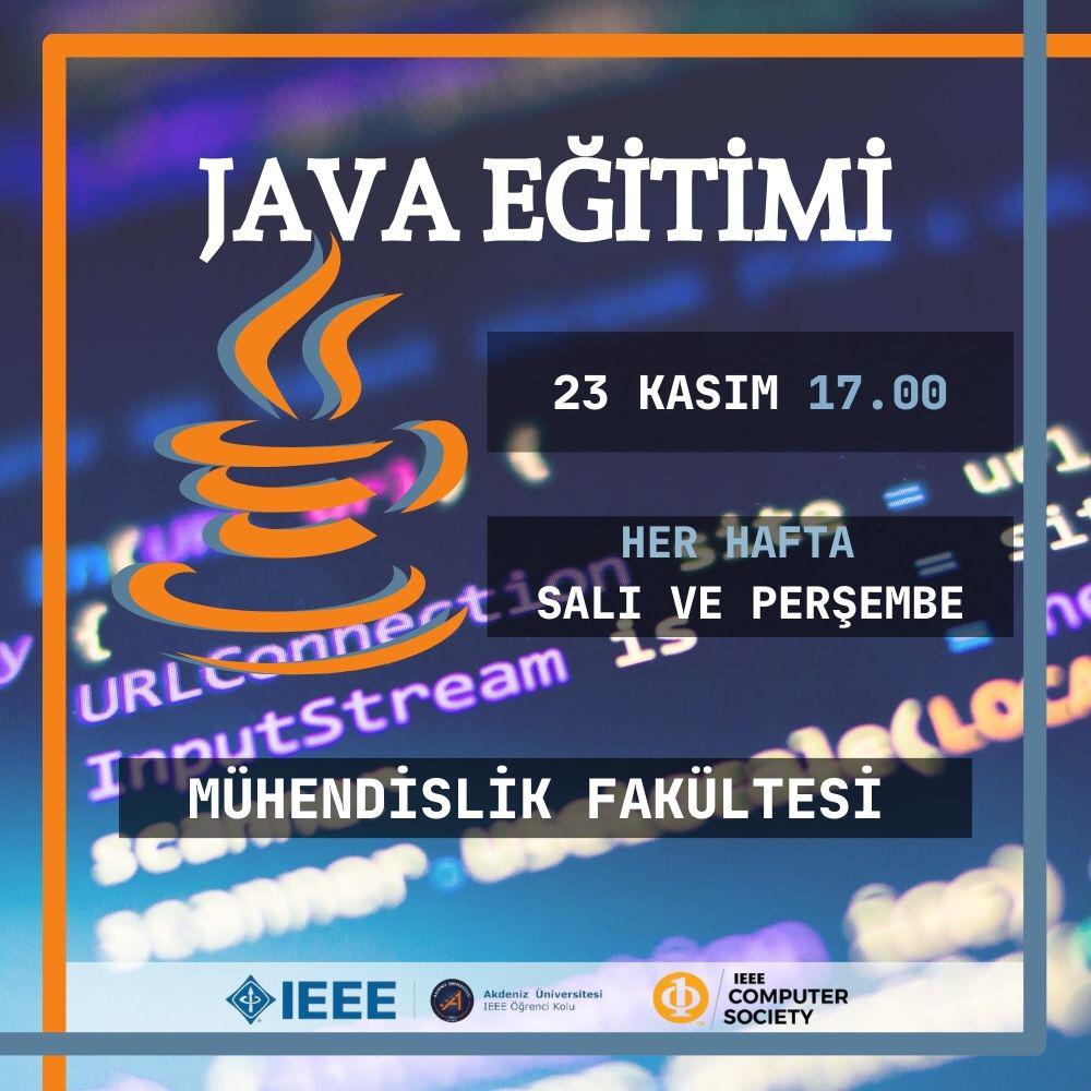 Eğitimlerimize yenilerini eklemeye devam ediyoruz. Yazılım dünyasının olmazsa olmazı Java'yı artık sizde öğrenin. Her hafta Salı ve Perşembe günleri Mühendislik Fakültesinde eğitim gerçekleşecektir.

#ieee