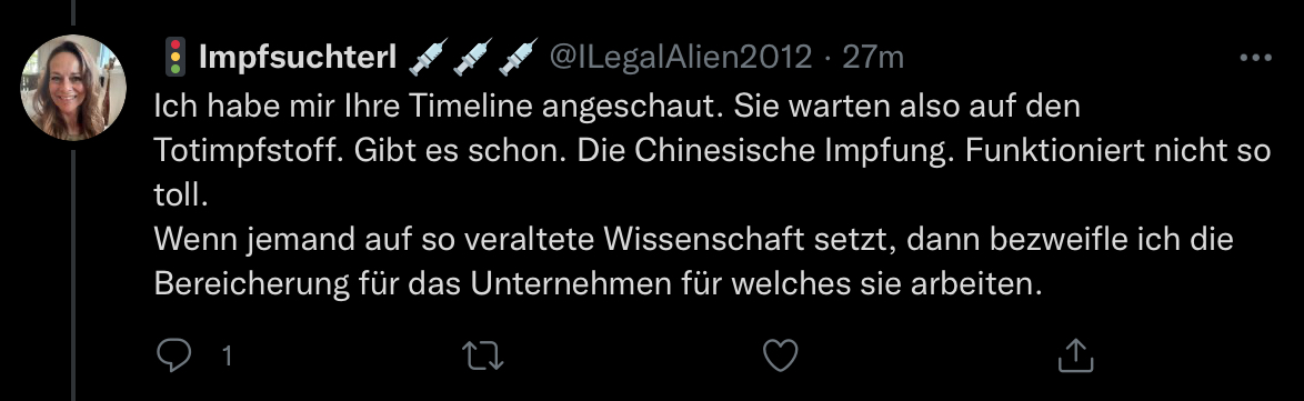 Landschaftsarc1's tweet photo. Mir hat gerade @ILegalAlien2012, eine 3x geimpfte Person, klar machen wollen, dass die Impfung mit #totimpfstoff nicht so gut funktioniert. Sind das jetzt die neuen #Impfgegener und #Schwurbler? Darauf erstmal ne #Krankmeldung. 
#Impfpflicht https://t.co/0dVAPuXxRI
