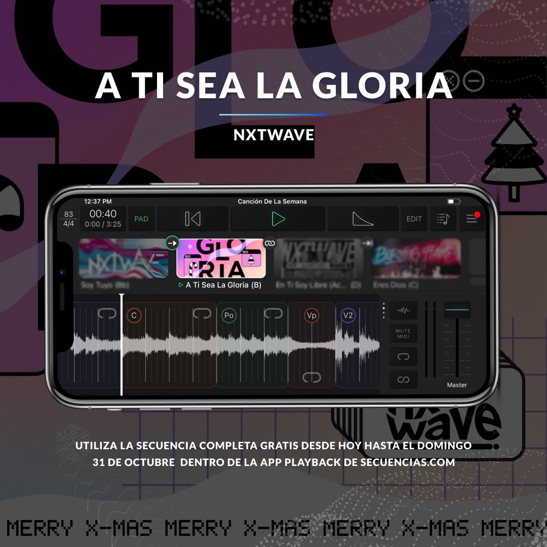 Esta semana nos hemos unido junto a Nxtwave para proporcionarles «A Ti Sea La Gloria», su nuevo sencillo navideño como la Canción de la Semana en Playback! Utiliza la secuencia completa GRATIS dentro de la app y agrégala a tu repertorio esta semana.