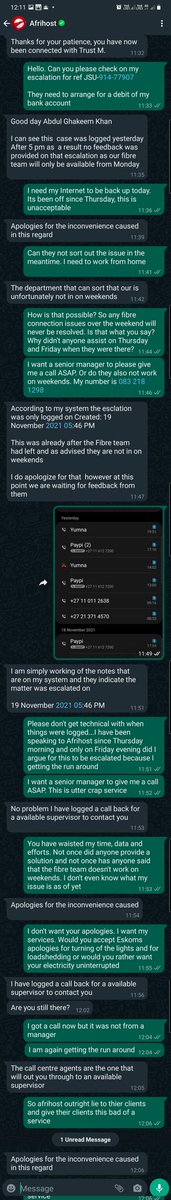 AGK020's tweet photo. Attention @Afrihost 

I am utterly disgraced by the service received over the past days. I have been given the run around without any resolution by a problem that you caused by your system cancelling my service and you not being able to restore my service. #WorstCustomerService https://t.co/jQ4IUfIyOA