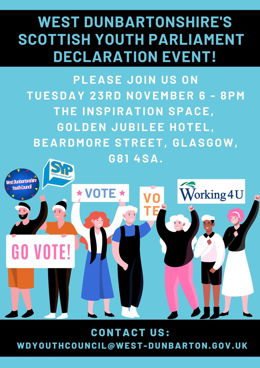 UYCS_'s tweet photo. Tomorrow 23rd November 2021 is the declaration event of West Dunbartonshire for #MSYPs 18:00 - 20:00 at the Golden Jubilee Hotel, G814SA @OfficialSYP @clydebankhigh @corrascot @scotrefcouncil @alison_phipps @pinar_aksu5 @Reza__Karimi @ahlam8814 @sabir_zazai @daniel_mccallum https://t.co/I7DVaZ1uPM
