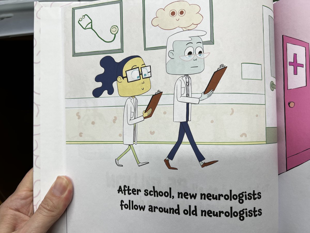 MichaelOkun's tweet photo. After school, new neurologists follow around old neurologists. I guess I am old! Love this page of Ali Zaman’s new kids book Neurology in. Nutshell. ⁦@AANMember⁩ https://t.co/2SYV6ylD0X