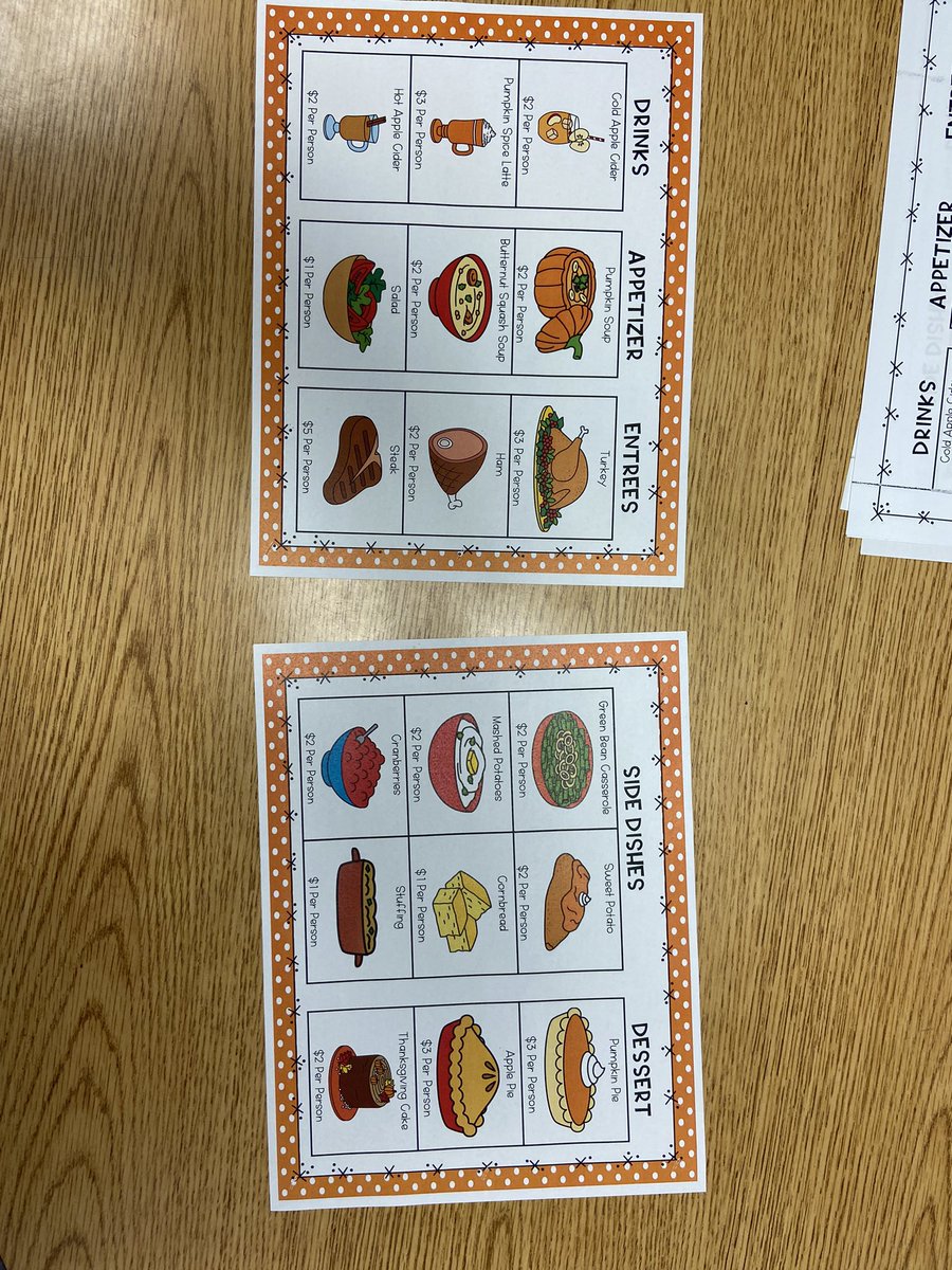 MissKessler_EH's tweet photo. We put our math and analytical skills to the test as we planned a Thanksgiving Meal on a budget for the Mayflower family during Math today! @Elwood_STEM https://t.co/G7DvKCpJKX
