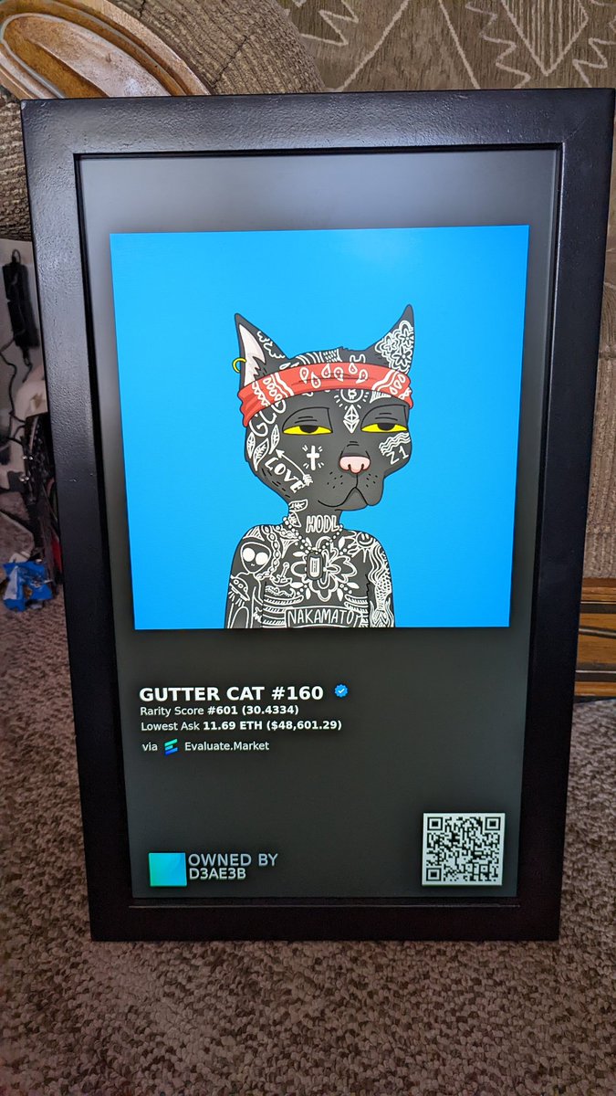 TwoToneTommy3's tweet photo. Finally got my @nifted_ display working. Time to get some mounting hardware and get this bad boy hung up! #GutterCatGang #Guttergang4life https://t.co/IAdHC3y1RD