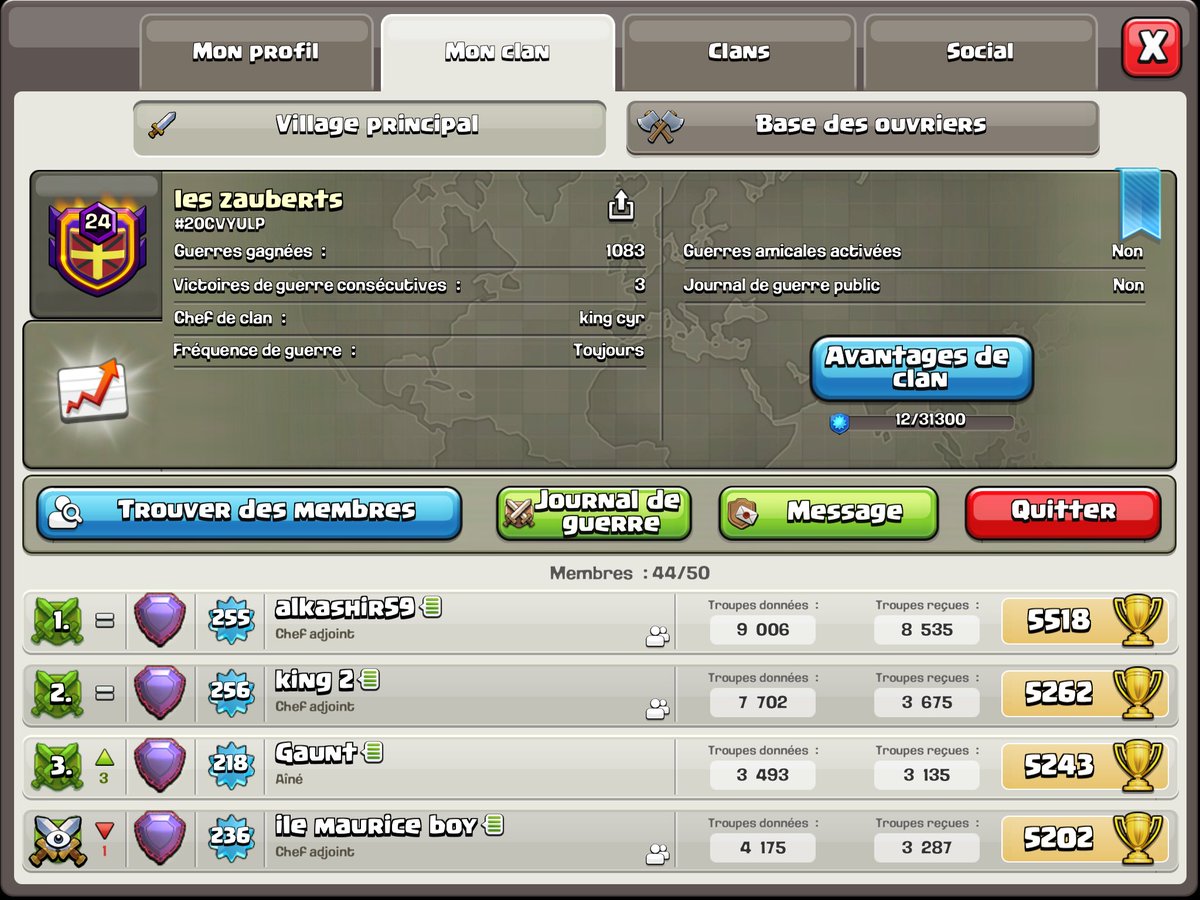 Tonight, after a great victory in the war, we have reached clan level 24 ! 💪🏻🏆

Force et Honneur aux Zauberts ! 🐉

#ClashOfClans